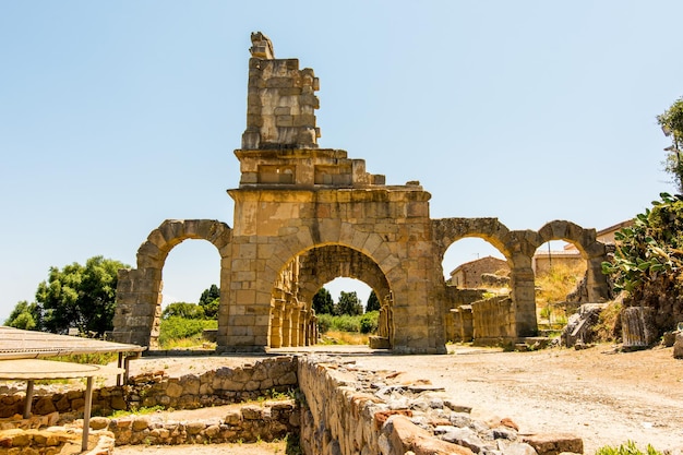 View ancient roman city of Tindarys Sicily