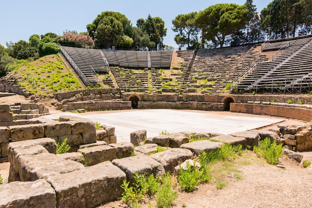 View ancient roman city of Tindarys Sicily