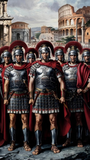 View of ancient roman empire male warriors