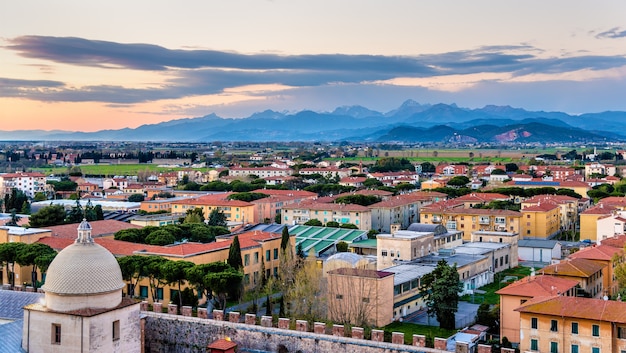 View of the Apuan Alps from the Pisa Tower - Italy