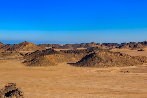 View of Arabian desert and mountain range Red Sea Hills in Egypt