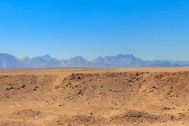 View of Arabian desert and mountain range Red Sea Hills in Egypt