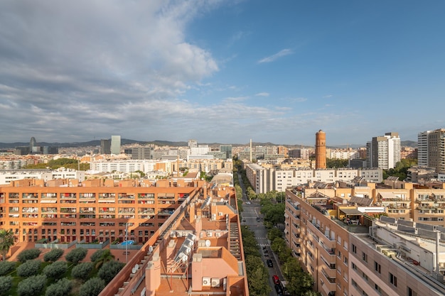 A view of area of poblenou old industrial district converted into new modern neighbourhood in