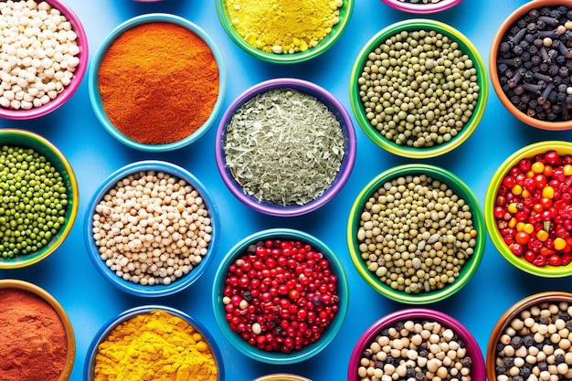 Above view arrangement with various spices