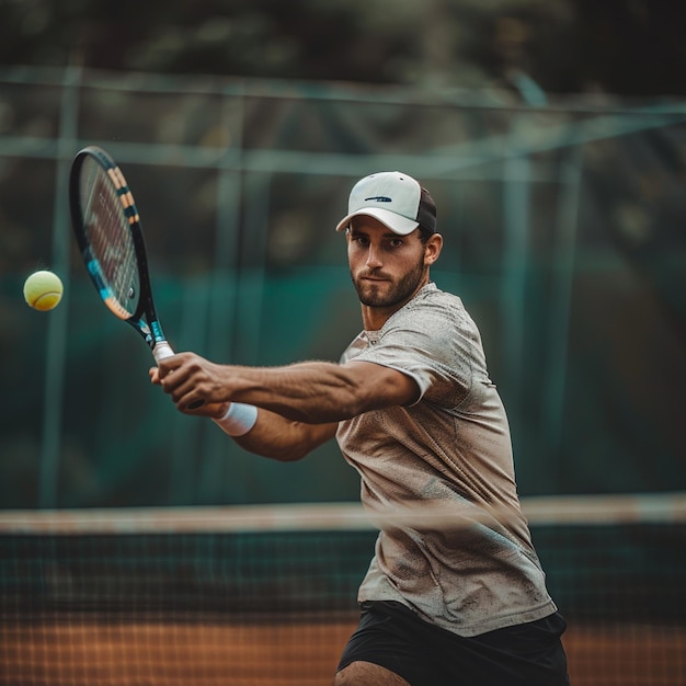 View of athletic male tennis player