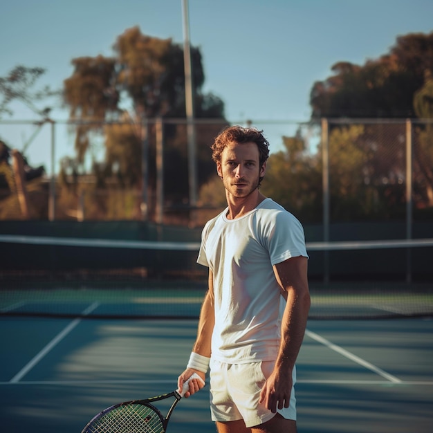 View of athletic male tennis player