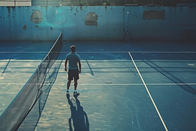 View of athletic male tennis player