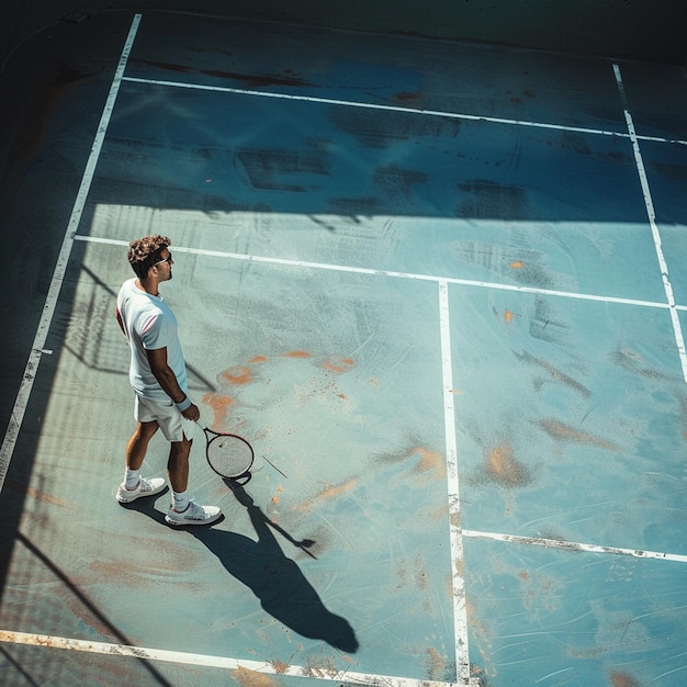 View of athletic male tennis player