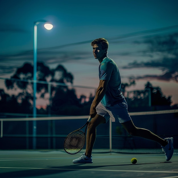 View of athletic male tennis player