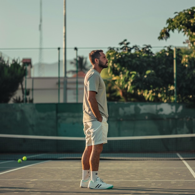 View of athletic male tennis player