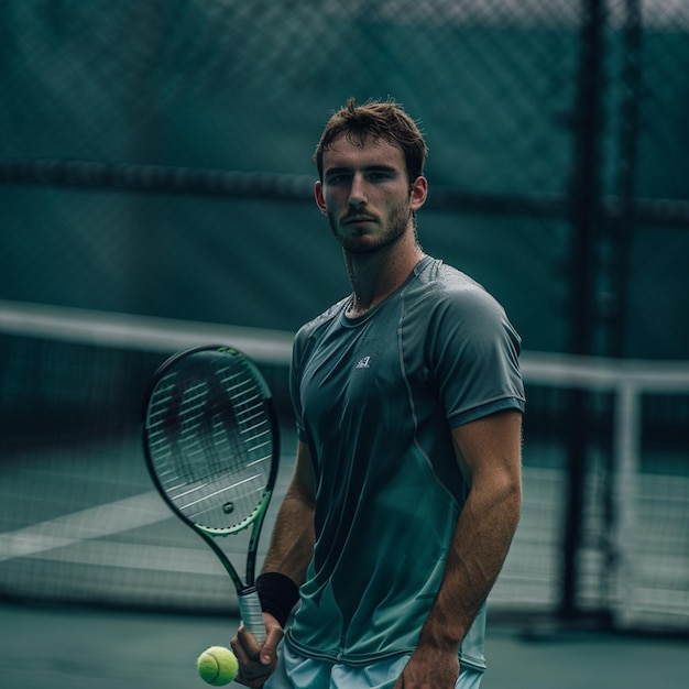 View of athletic male tennis player