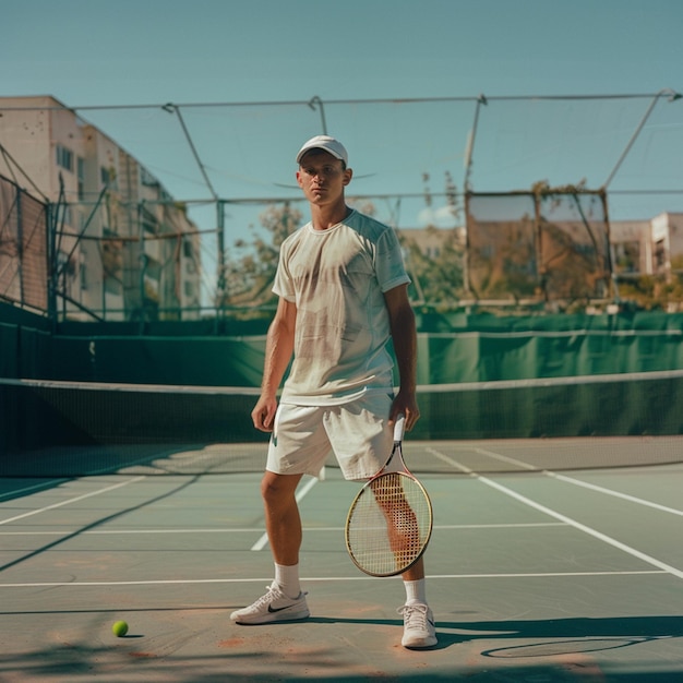 View of athletic male tennis player