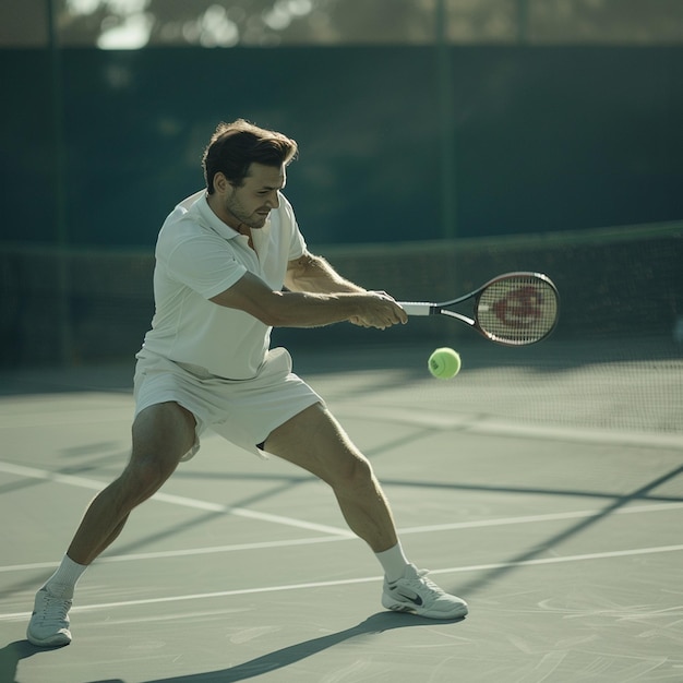 View of athletic male tennis player