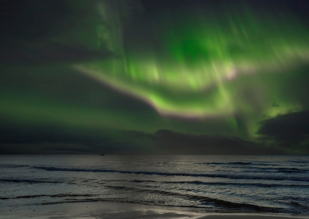 View of the Aurora Borealis over the Baltic Sea