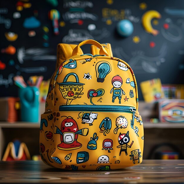 Photo view of back to school background with school bag