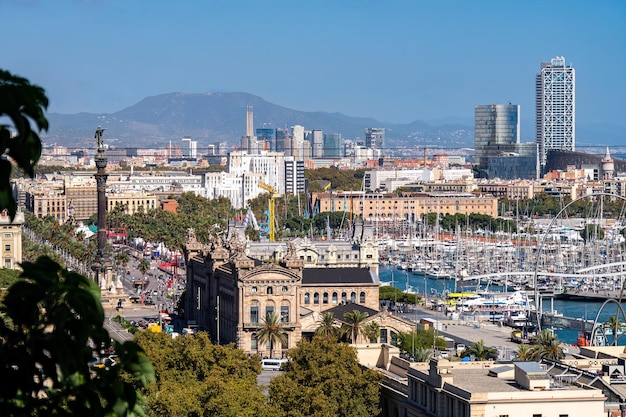 The view of barcelona from mountain montjuic