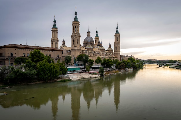 View of the Basilica del Pilar and the river Ebro, Zaragoza, Spain