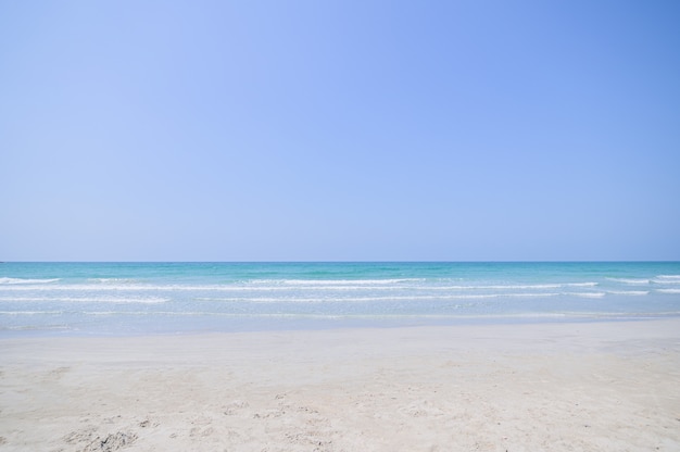 View of the beach, blue sea in the daytime