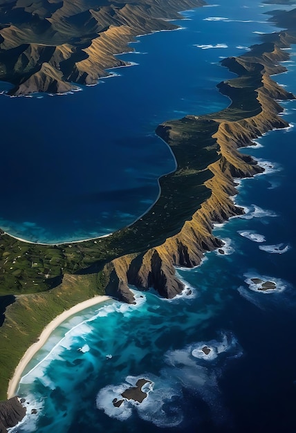 Photo a view of a beach from an airplane window