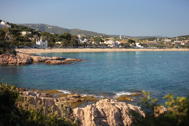 View of the beach of Sant Pol in S Agaro Costa Brava Spain