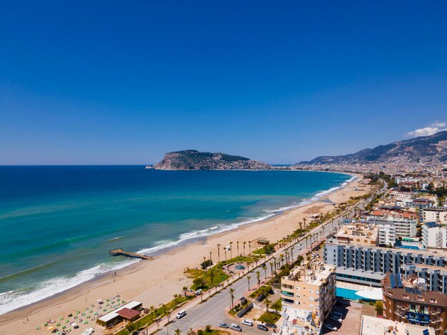 A view of the beach and the sea