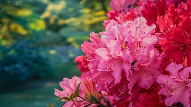 view of beautiful azalea flowers