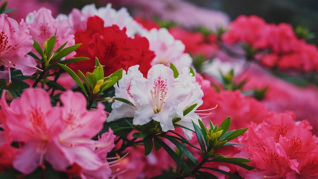 view of beautiful azalea flowers