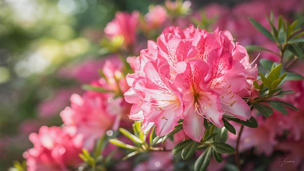 view of beautiful azalea flowers