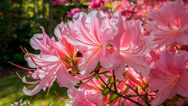 view of beautiful azalea flowers