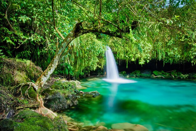 View of a beautiful lubuk bonta waterfall West Sumatra Indonesia