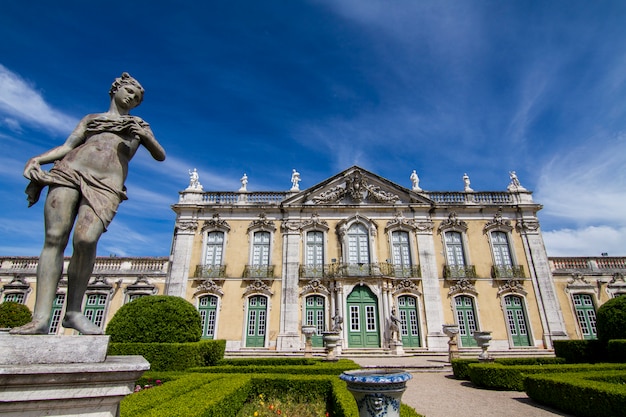 View of the the beautiful National Palace of Queluz, located in Sintra, Portugal.