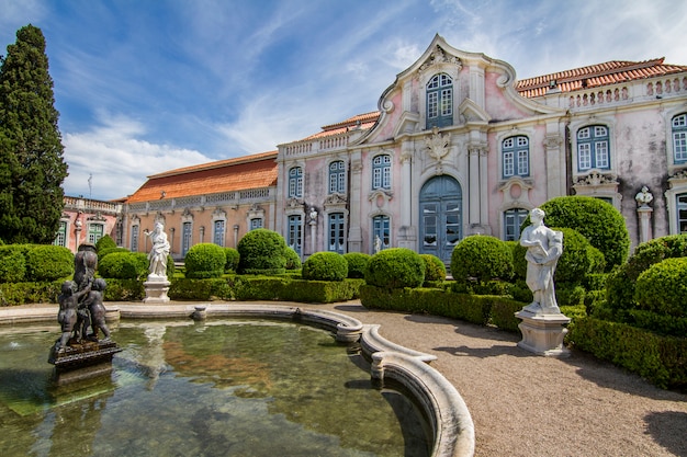 View of the the beautiful National Palace of Queluz, located in Sintra, Portugal.