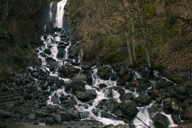 View of a beautiful waterfall in Abkhazia