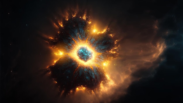 View of the birth of a star in space during a nebula explosion