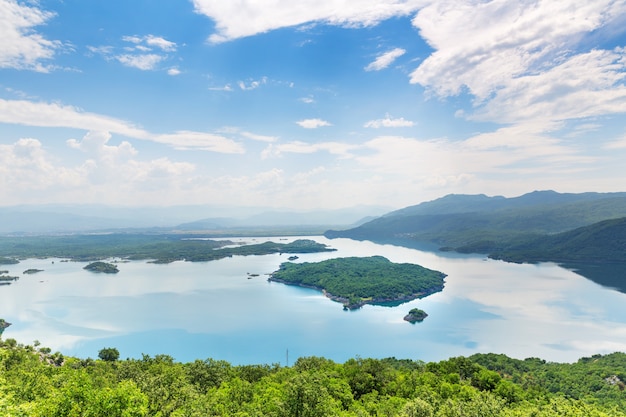 View of blue sea and mountains