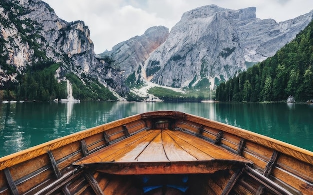 View of boat floating on water with nature scenery