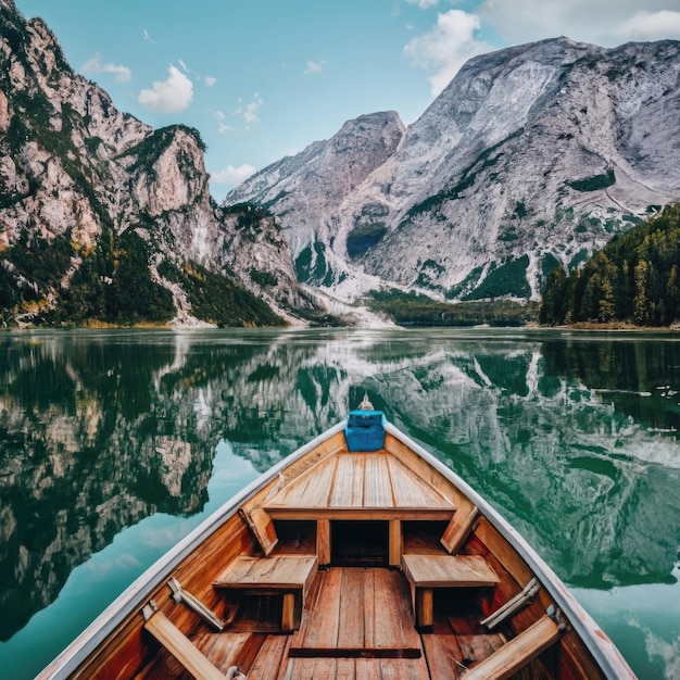 View of boat floating on water with nature scenery