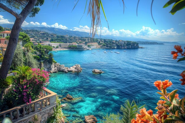 Photo a view of a body of water from a cliff above