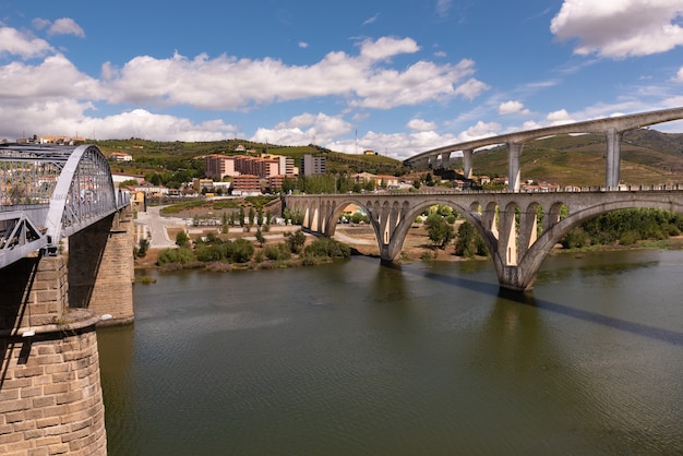 View of bridges on the Douro River at Peso Da Regua