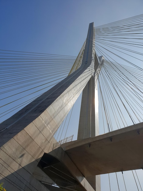 View of the cable-stayed bridge of the Marginal Pinheiros in Sao Paulo