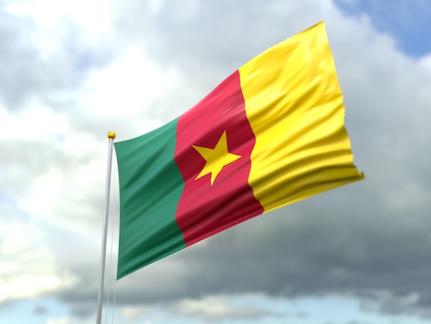 View of cameroon flag in the wind