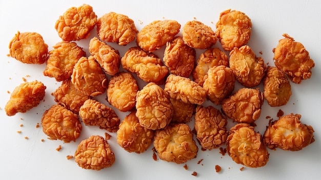 View of chicken nuggets from the top isolated on a white background