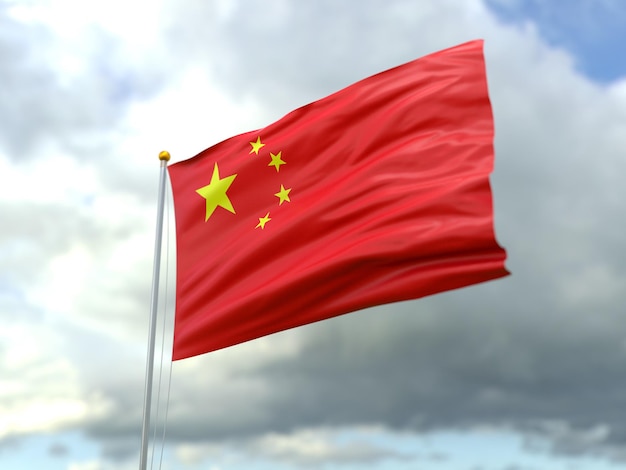 View of china flag in the wind