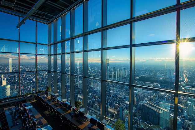 a view of a city from a high rise building