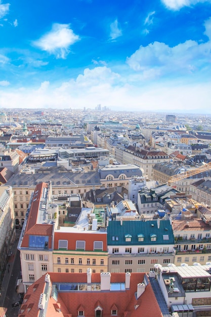 View of the city from the observation deck of St. Stephen's Cathedral in Vienna, Austria