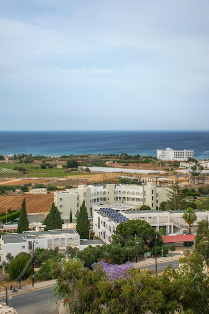 View of the city of Protaras from the top of the mountain on which the Church of the Prophet Elijah is located