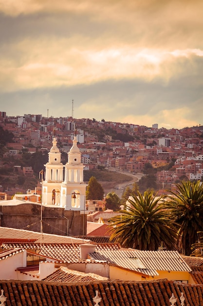 View of the city of Sucre at sunset. Bolivia