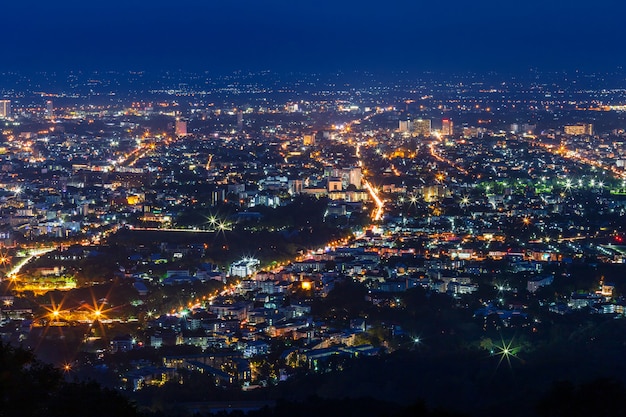 View cityscape over the city center of Chiang mai