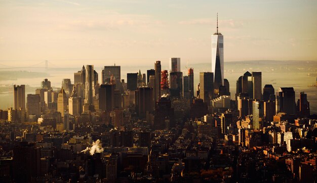 View of cityscape at sunset