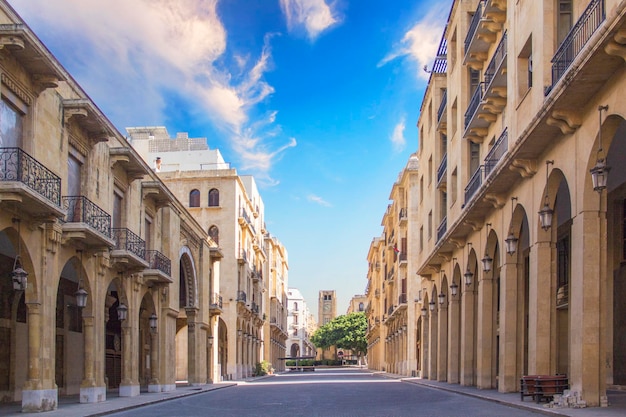 A view of the clock tower in Nejmeh Square in Beirut, Lebanon